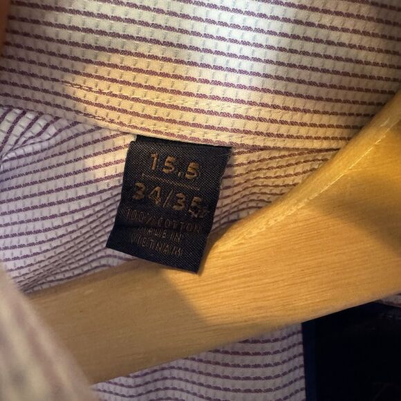 David Donahue Shirt Mens 15.5‎ 34/35 Purple Long Sleeve Button Up Dress - Picture 7 of 7